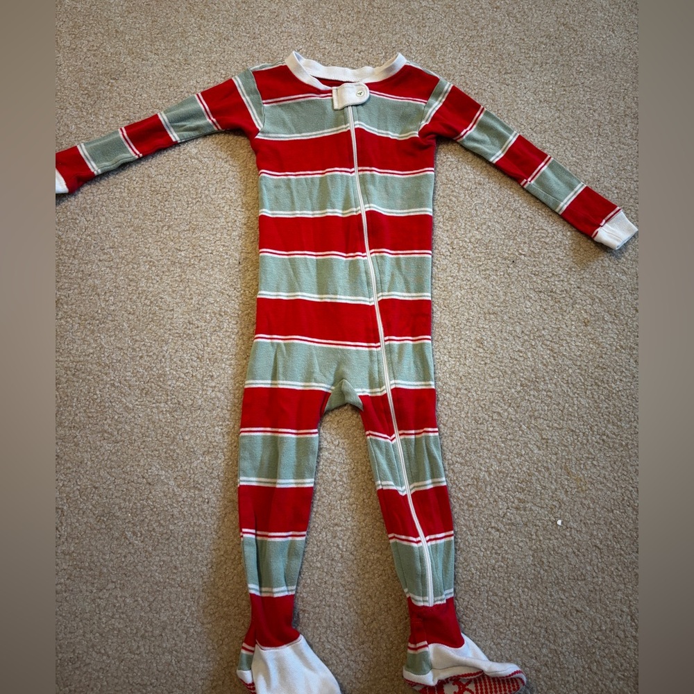 Burt's Bees Festive Red and Green Footie Pajamas Size 18 Months